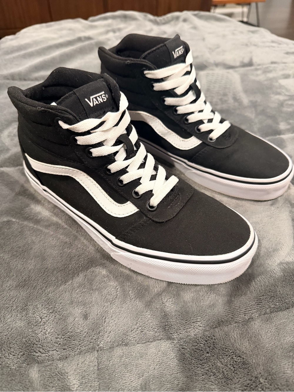 Vans Black and White High-Top Skate Sneakers